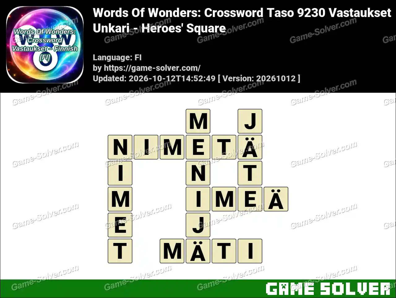 Words Of Wonders: Crossword Taso 9230 Vastaukset – Unkari – Heroes’ Square